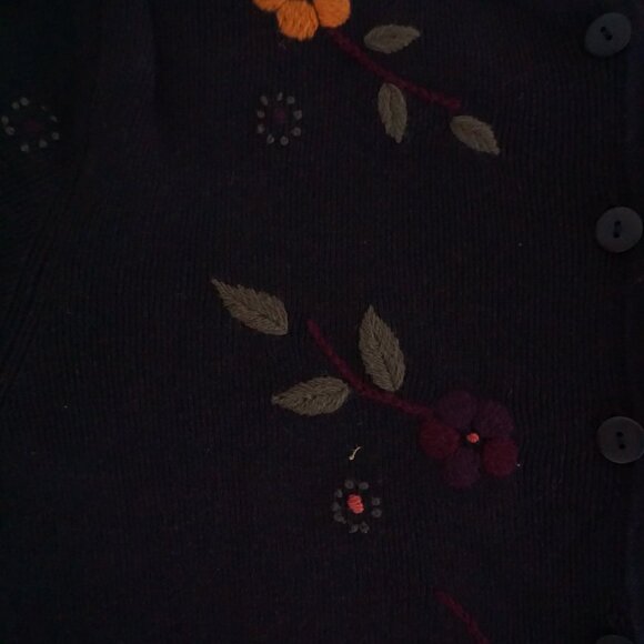 Coldwater Creek Black Cotton Embroidered Floral Jacket Cabincore Boho XL - Picture 9 of 11